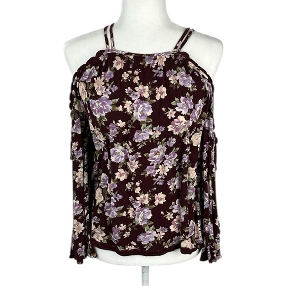American Eagle Floral Cold Shoulder Top Size S - Picture 1 of 6